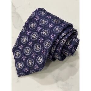 Bruno Piatelli 100% Silk Tie Rome 60 x 4 Purple Jacquard Foulard Made in USA